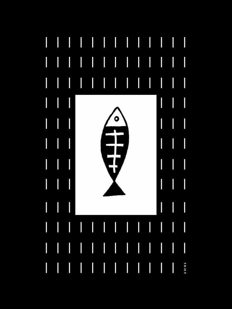 Minimal Fish Skeleton by Awol Art Alex — canvas wall art