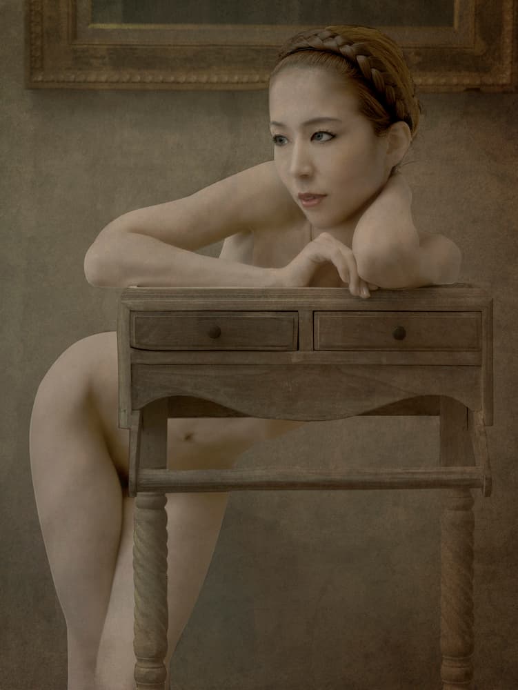 Elegant Figure at Table by Fuyuki Hattori — canvas wall art