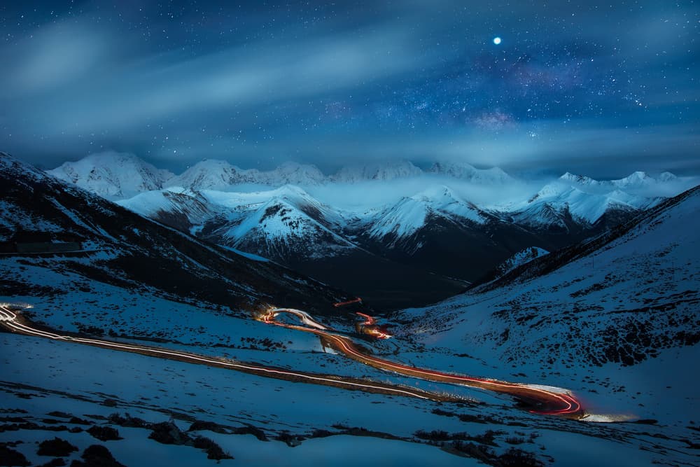 Starry Mountain Pass by Selions(陈磊) — canvas wall art
