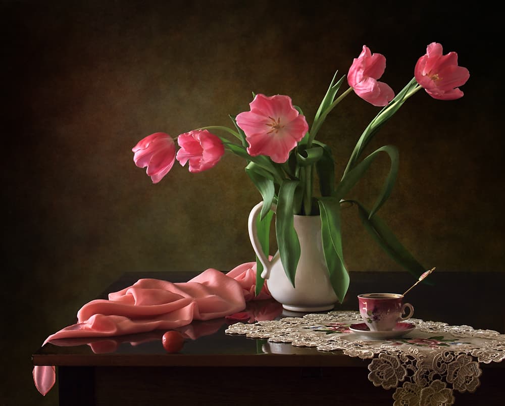 Elegant Pink Tulips by Tatyana Skorokhod — canvas wall art