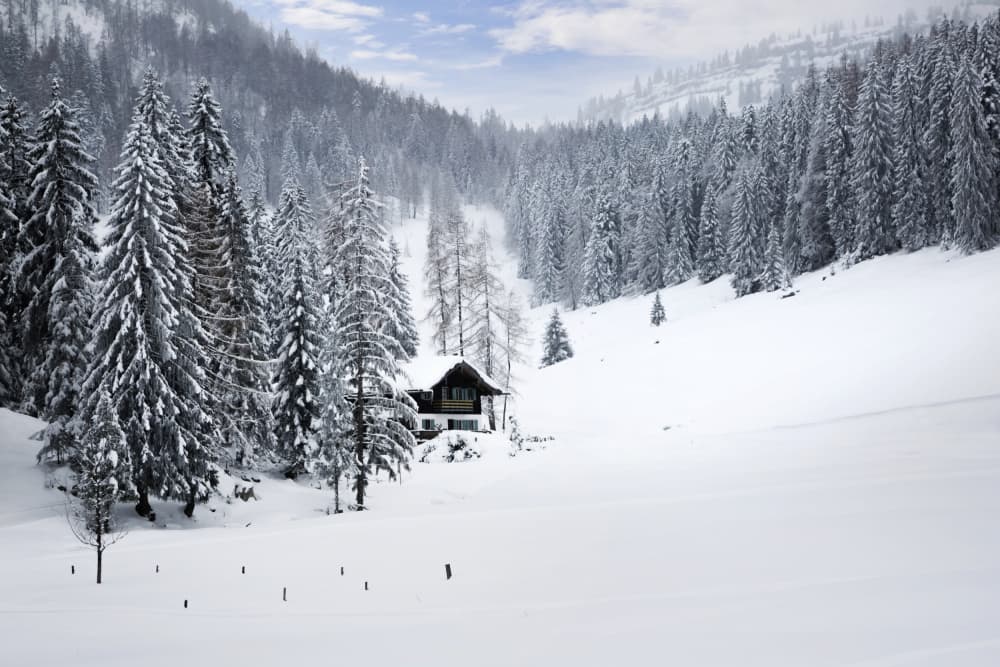 Serene Winter Cabin by Melanie Viola — canvas wall art