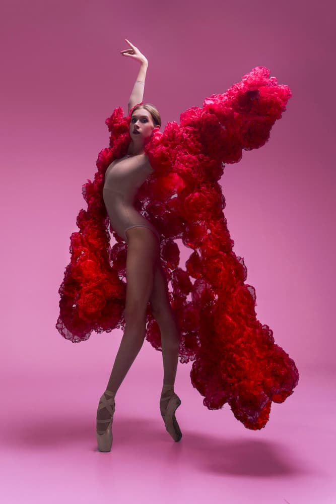 Elegant Dancer Red Ruffles by Alexandr — canvas wall art