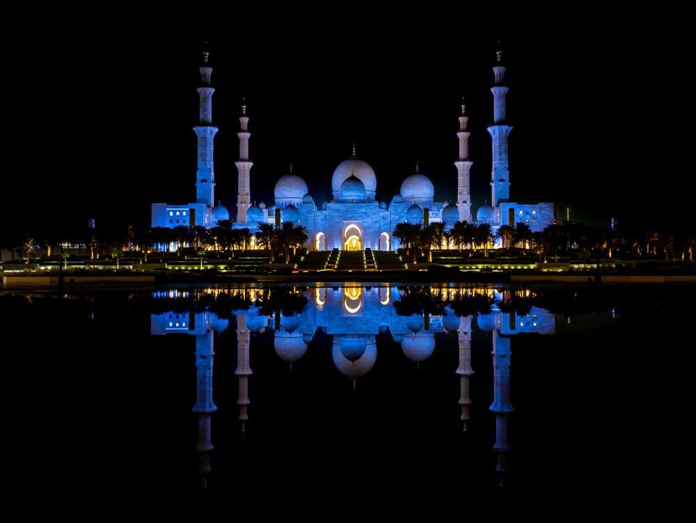 Illuminated Mosque Reflection by Simone Fraulini — canvas wall art