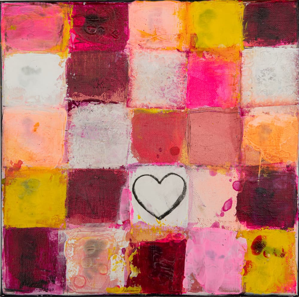 Colorful Heart Grid by Deb Chaney — canvas wall art