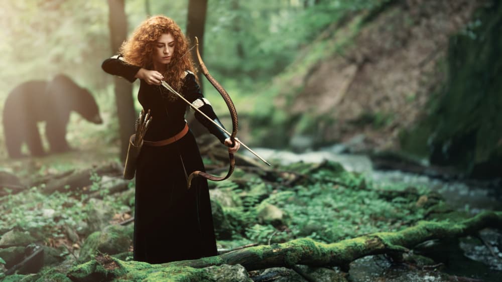 Red-Haired Archer in Forest by Martin Lee — canvas wall art