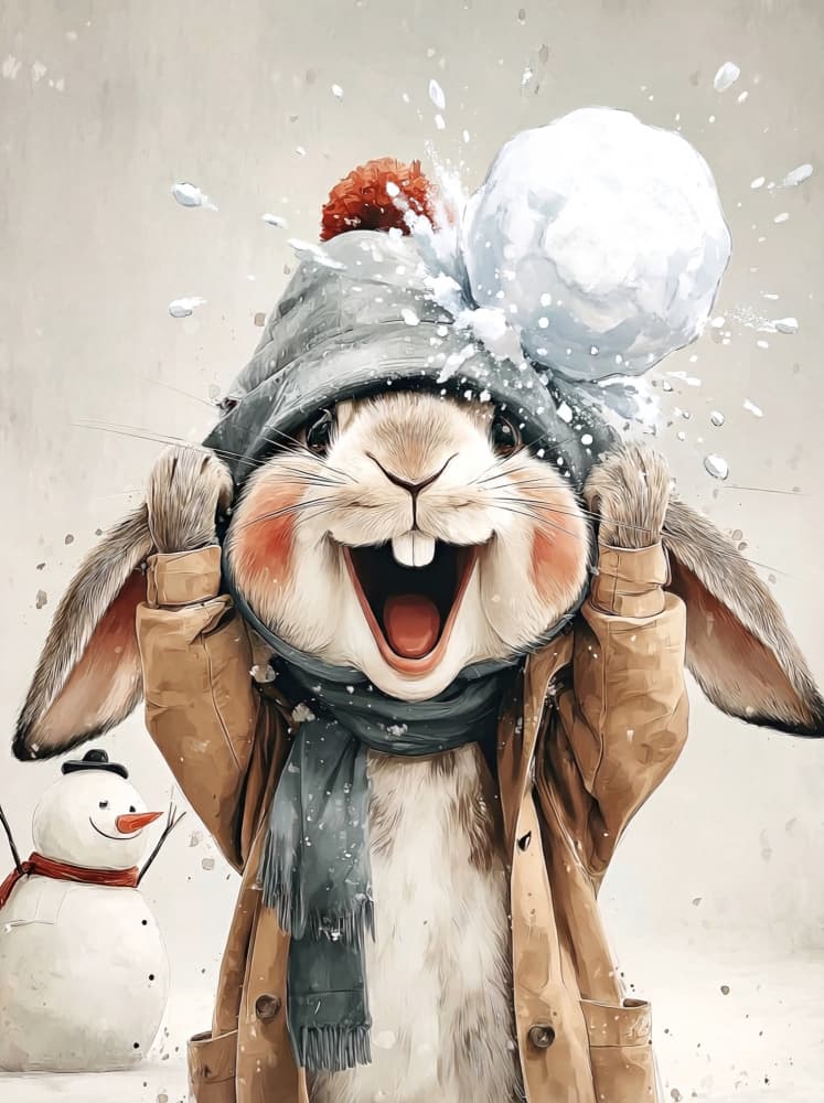 Frosty- Festive Animals-10 by Emel Tunaboylu — canvas wall art