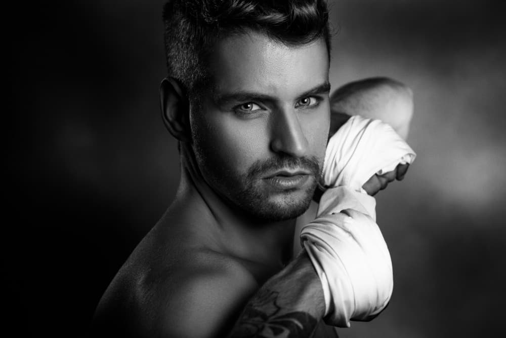 Intense Boxer Portrait by Peppe Tambè — canvas wall art