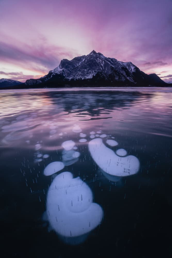 Ice Bubbles Mountain Sunset by Yongnan Li (李永男) — canvas wall art