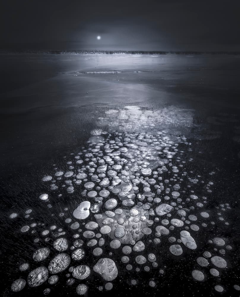 Moonlit Frozen Bubbles by Larry Deng APA — canvas wall art