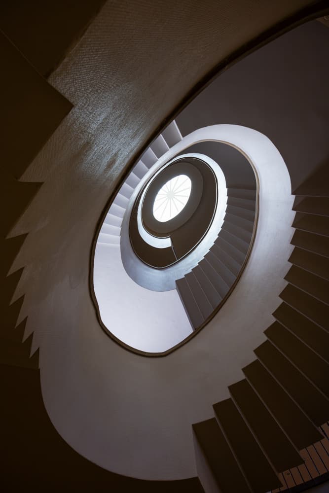 Geometric Spiral Staircase by Azriel Yakubovitch — canvas wall art