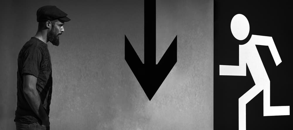 Man Down Arrow Exit by Gilbert Claes — canvas wall art