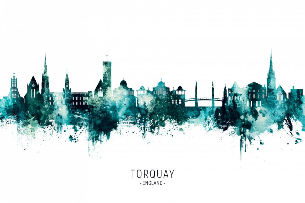 Torquay England Skyline by Michael Tompsett — canvas wall art