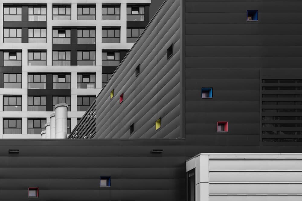 Colorful Modern Architecture by Theo Luycx — canvas wall art