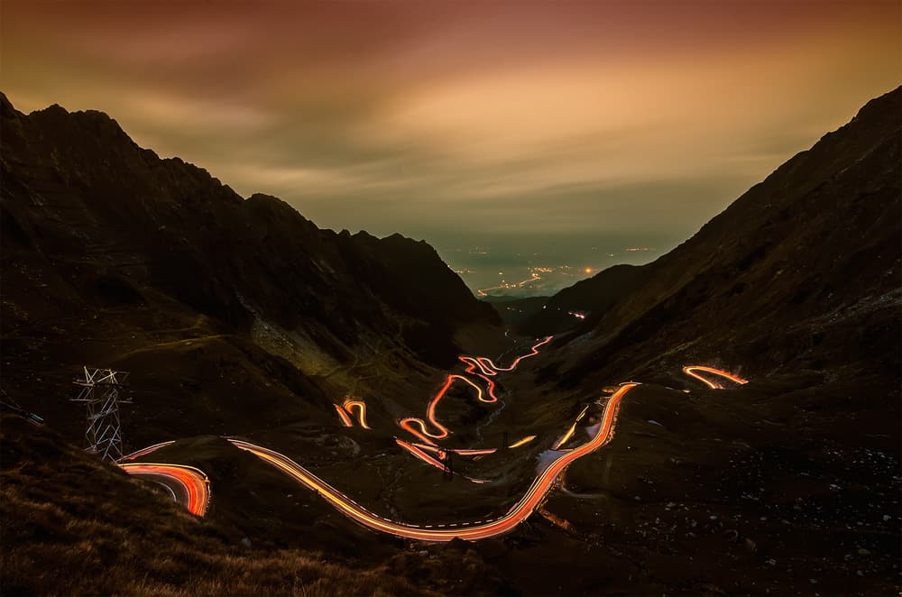 Winding Mountain Light Trails by Albena Markova — canvas wall art