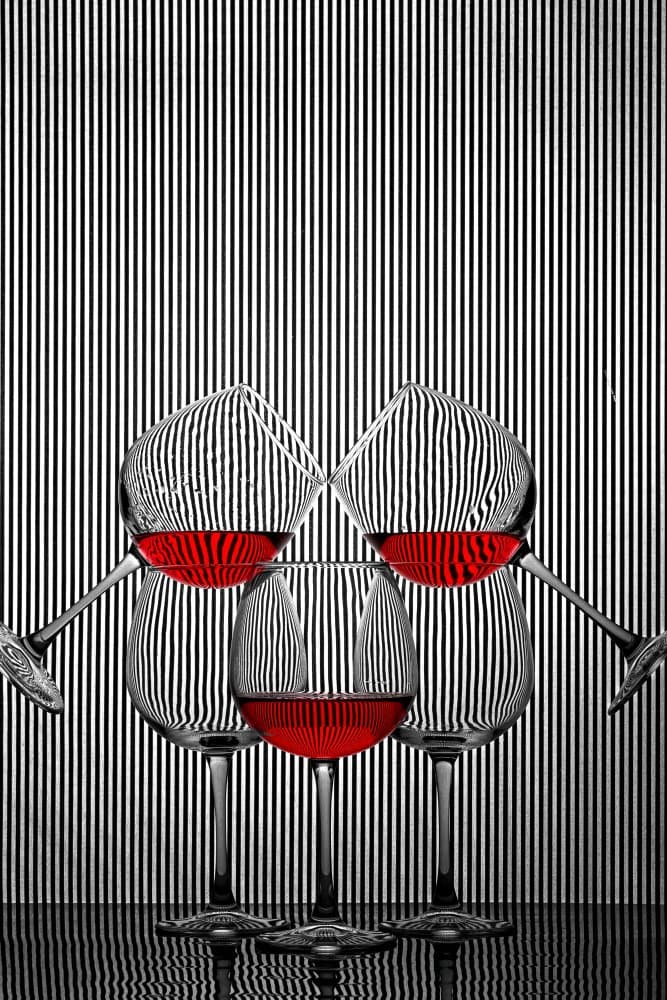 Red Wine Stripe Illusion by Brig Barkow — canvas wall art