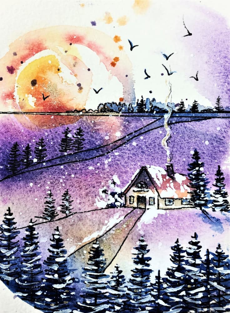 Cozy Winter Cabin by Anda Bieza — canvas wall art