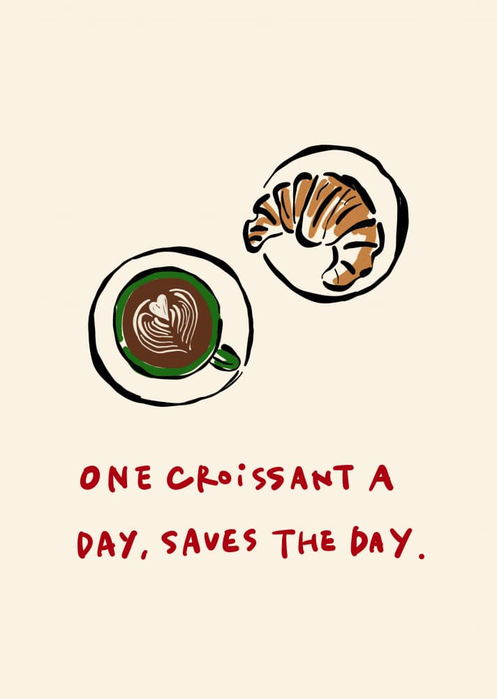 Croissant Coffee Daily Quote by Rio Soléy — canvas wall art