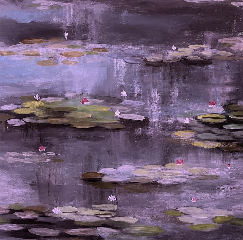 Serene Purple Water Lilies by Santhosh ch — canvas wall art