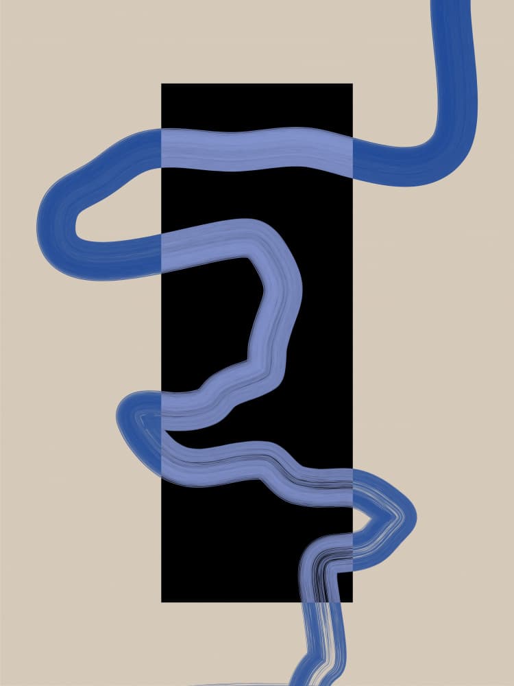 Flowing Blue Lines Rectangle by Elena Ristova — canvas wall art