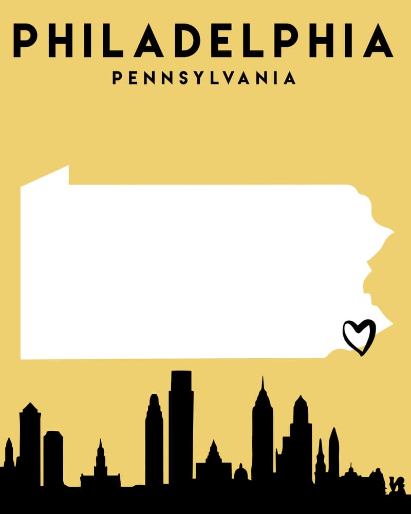 Philadelphia Love Skyline by Emiliano Deificus — canvas wall art