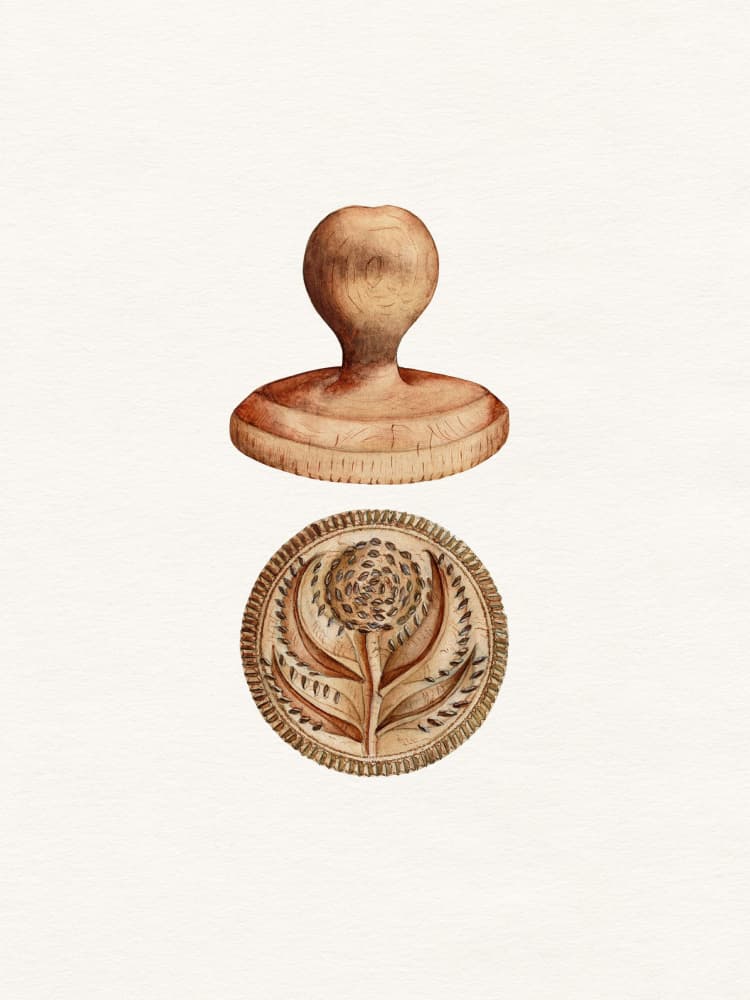 Rustic Wood Flower Stamp by Wild Violets — canvas wall art