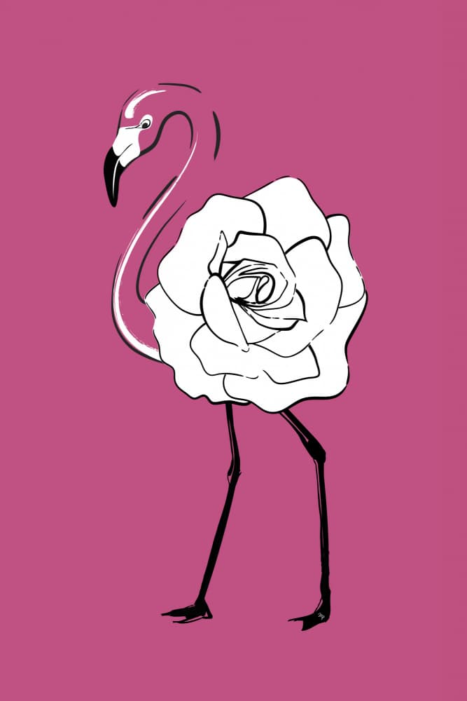 Elegant Rose Flamingo by Martina — canvas wall art