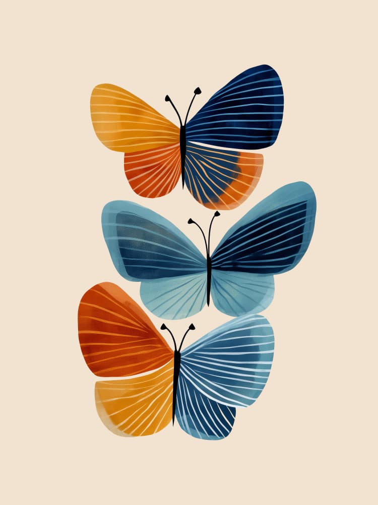 Stacked Abstract Butterflies by City Art — canvas wall art