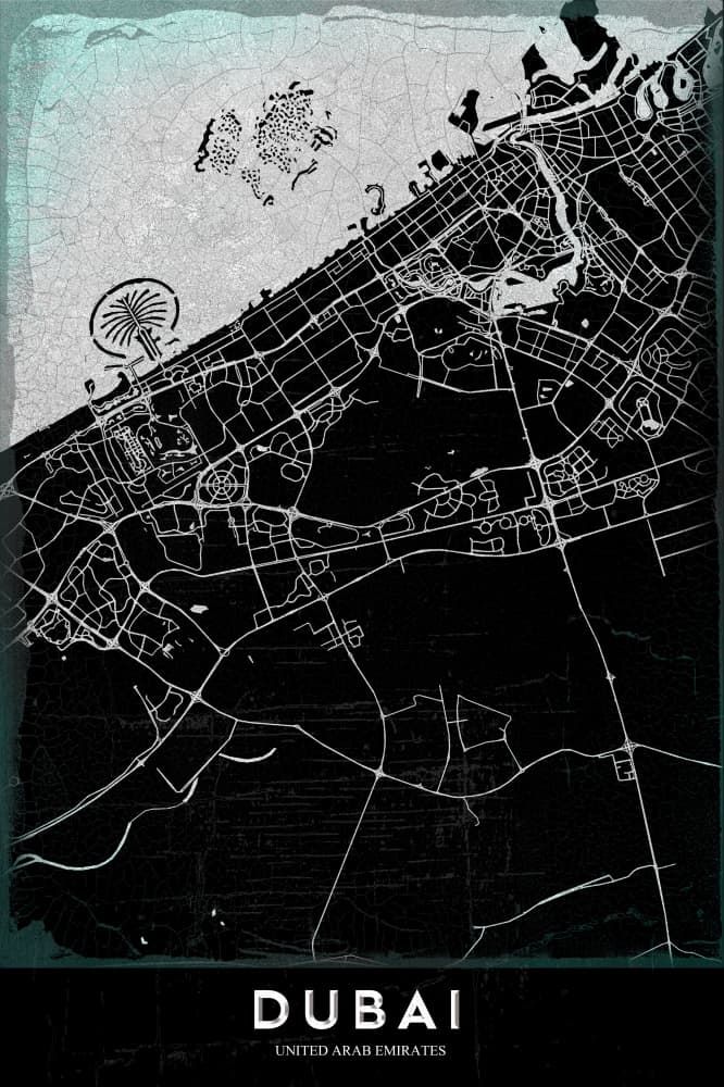 Dubai Palm Map by StudioSix — canvas wall art