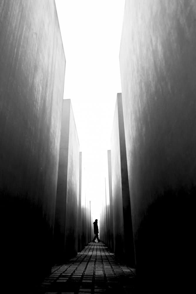 Lone Figure Concrete Maze by Evelin Dobrev — canvas wall art