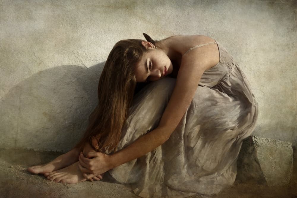 Melancholy Young Woman by Olga Mest — canvas wall art