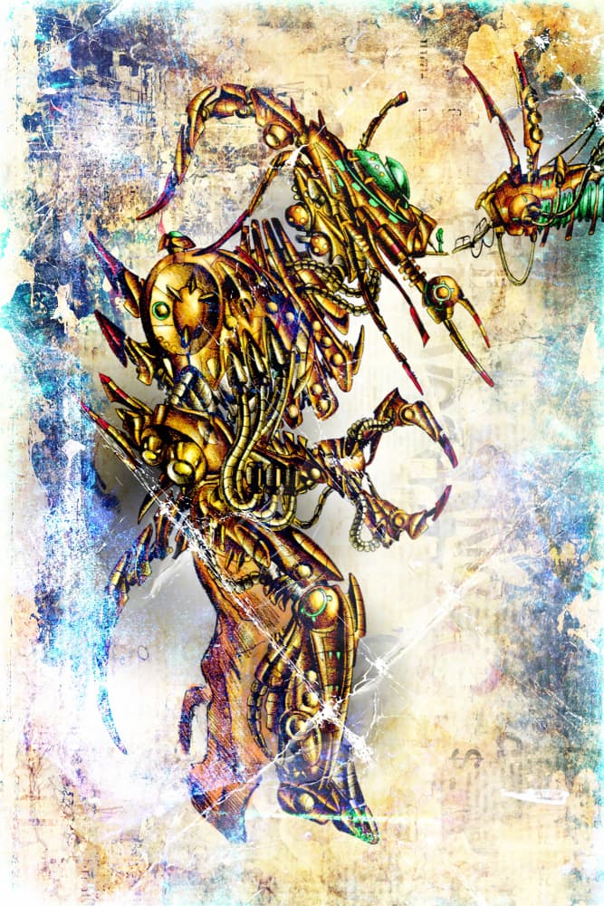 Golden Steampunk Creature by Rafal Kulik — canvas wall art