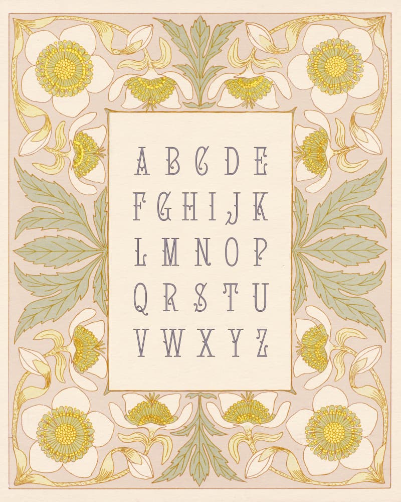 Elegant Floral Alphabet by Wild Violets — canvas wall art