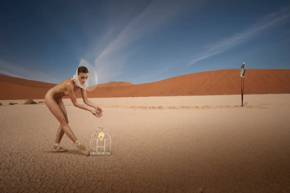 Nude Dancer Desert Cage by Christine von Diepenbroek — canvas wall art