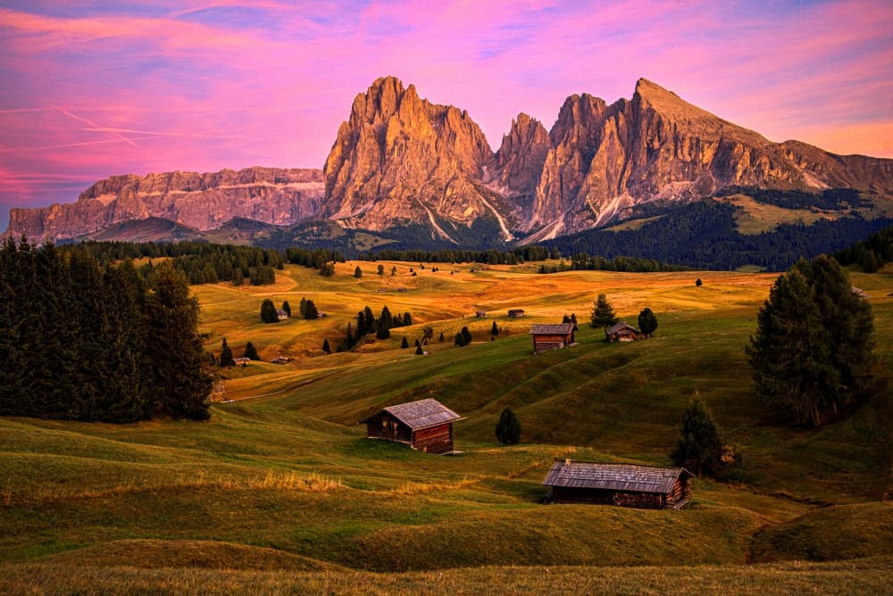 Dolomites Pink Sky Sunset by Milan Uhrin AFIAP AZSF — canvas wall art