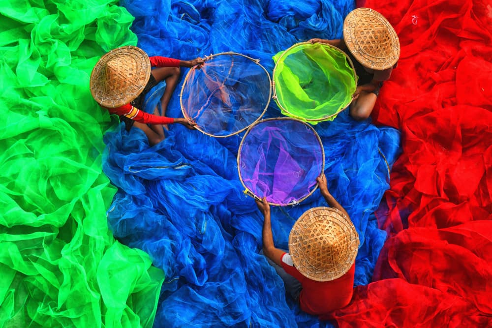 Colorful Fishing Nets by Avishek Das — canvas wall art