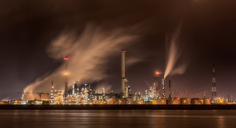 Industrial Plant At Night by Els Keurlinckx — canvas wall art