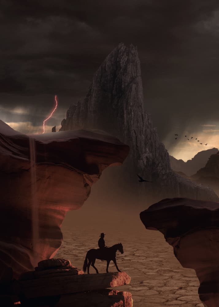 Lone Rider Desert Storm by Ariz Rab — canvas wall art
