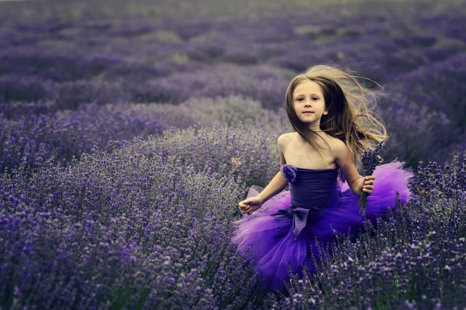 Joyful Girl Lavender Field by Elena Karagyozova — canvas wall art