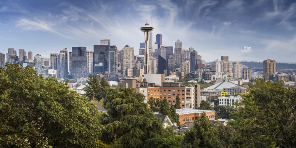 Seattle Space Needle View by Melanie Viola — canvas wall art