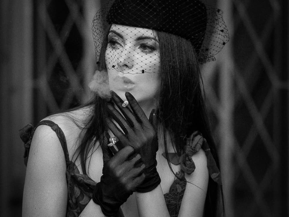 Elegant Woman Smoking by Chris Bos — canvas wall art