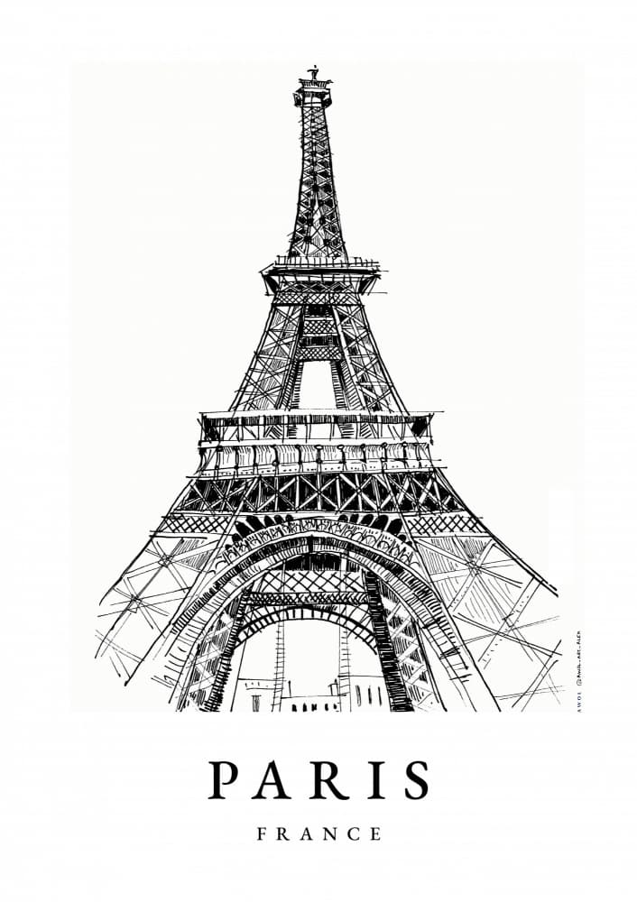 Eiffel Tower Paris Sketch by Awol Art Alex — canvas wall art