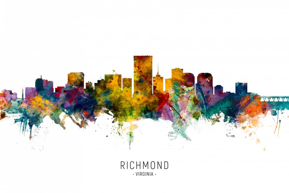 Vibrant Richmond Cityscape by Michael Tompsett — canvas wall art