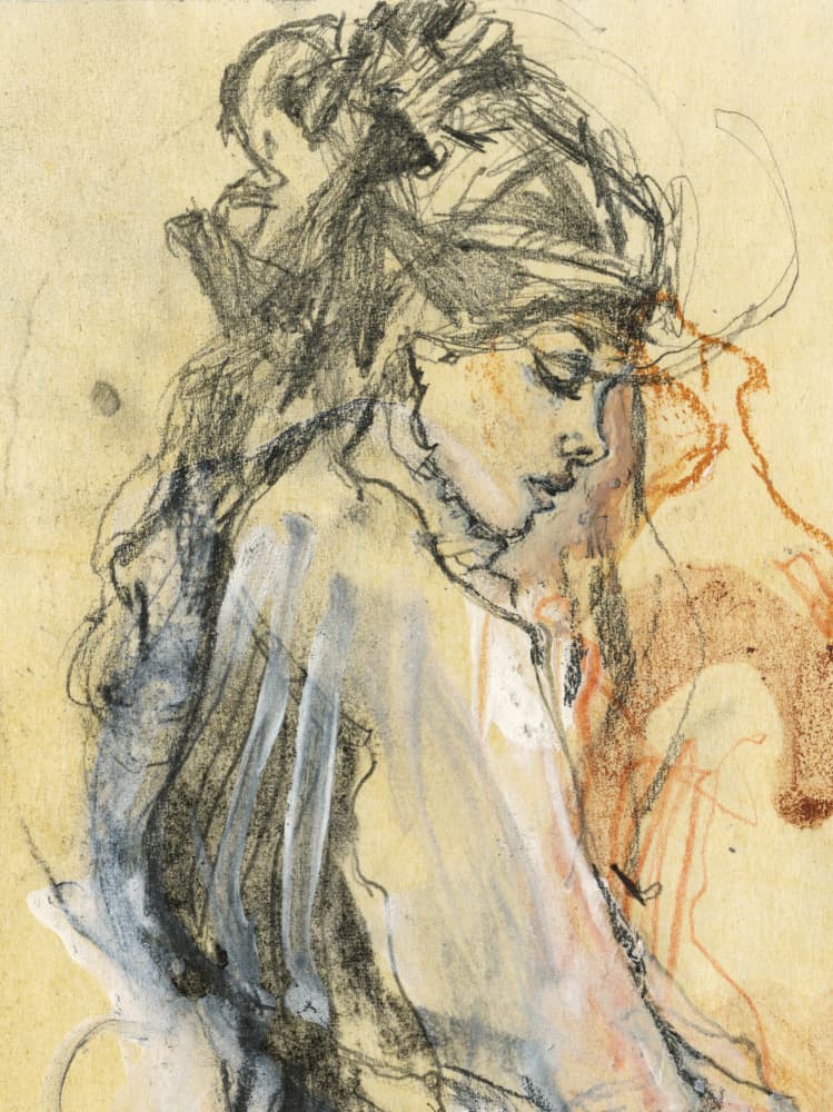 Pensive Woman Sketch by Ute Rathmann — canvas wall art