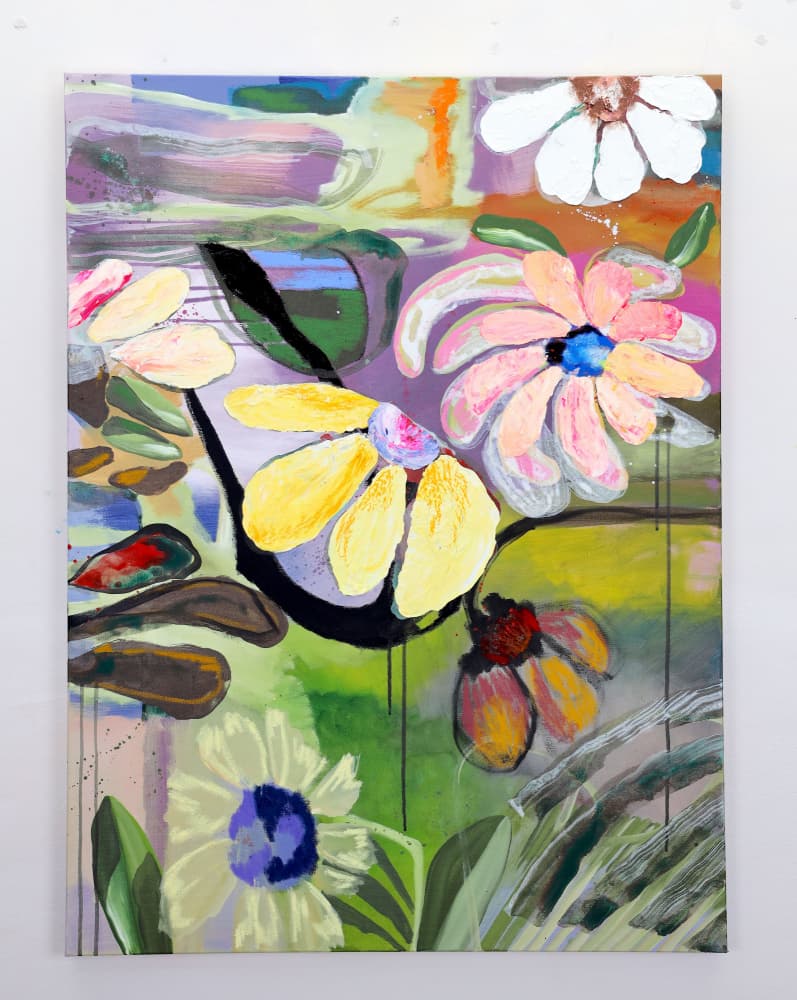 Vibrant Abstract Flowers by POOVI ART — canvas wall art