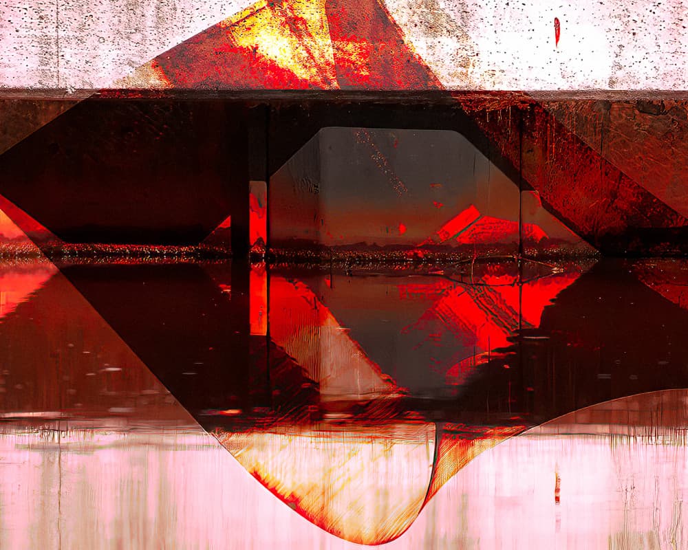 Dark Red Geometric Reflection by Annie Keizer — canvas wall art