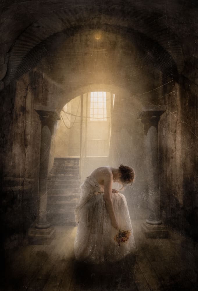 Melancholy Woman in Light by Charlaine Gerber — canvas wall art
