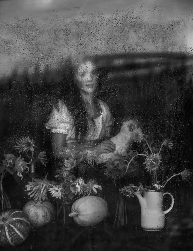 Autumn Girl Rainy Window by Ummu Nisan Kandilcioglu — canvas wall art