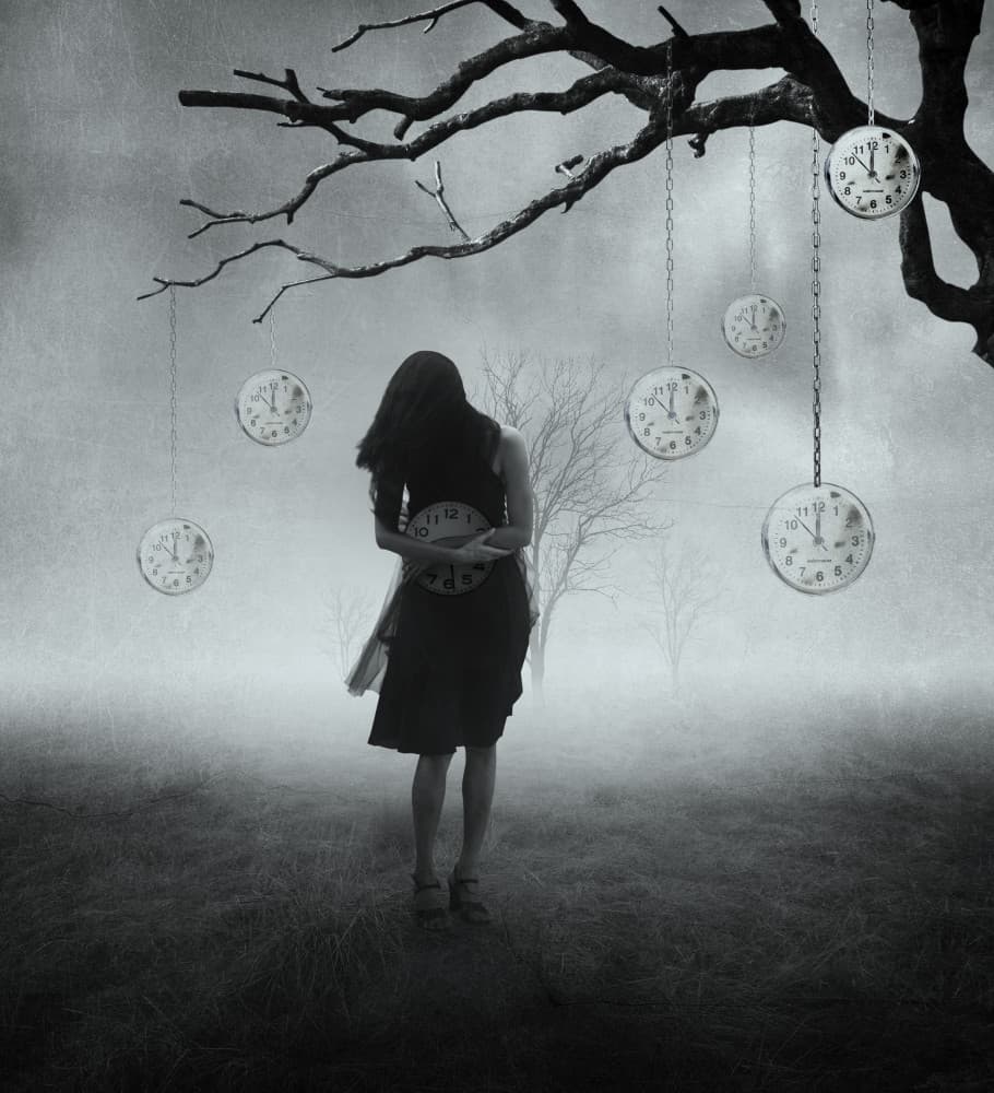 Melancholy Woman With Clocks by Hari Sulistiawan — canvas wall art