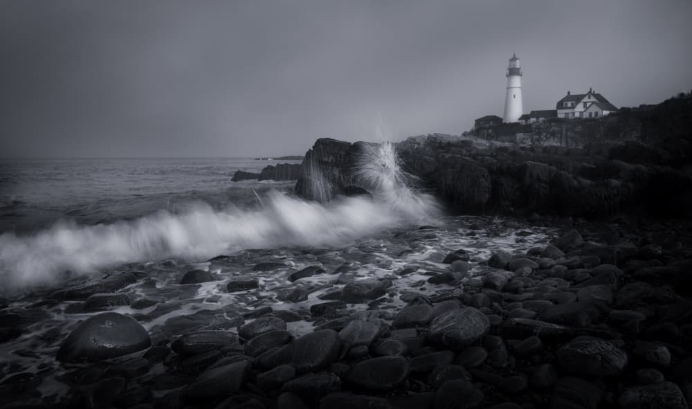 Dramatic Lighthouse Coast by Rong Wei — canvas wall art