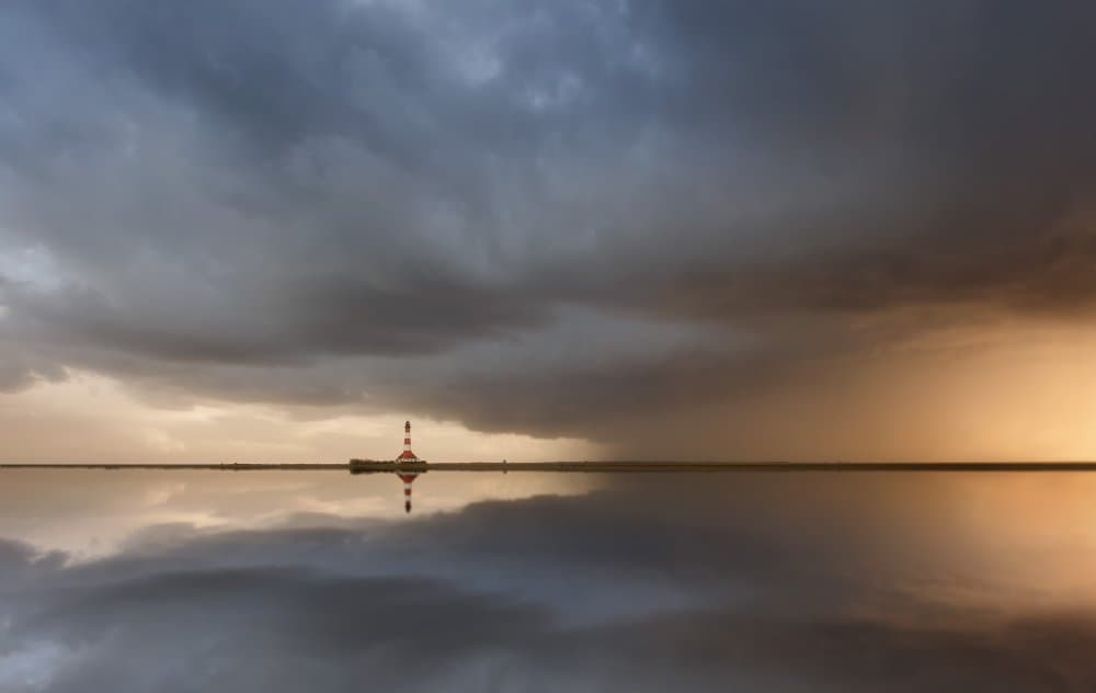 Split Sky Lighthouse by Uschi Hermann — canvas wall art